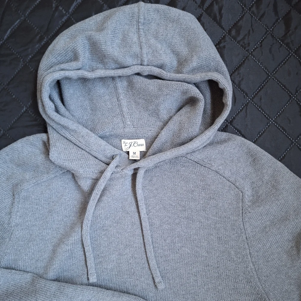 J.Crew Mens Heritage Cotton Hooded Sweater M Gray 100% Cotton Hoodie New No Tags